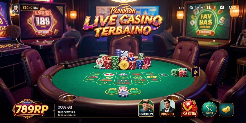 Screenshot gameplay 789RP menampilkan dealer yang berinteraksi dengan pemain secara langsung.