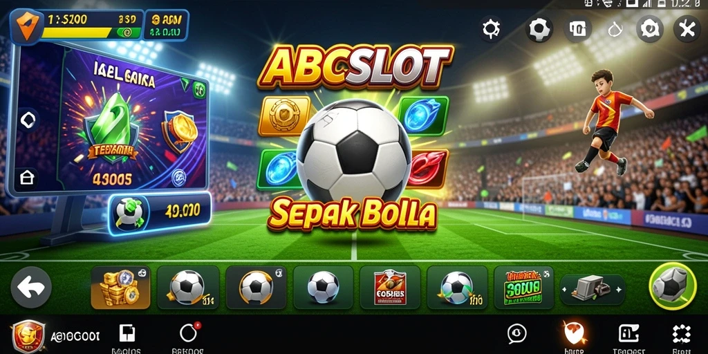 Tangkapan layar gameplay ABCSLOT dengan tema sepak bola yang seru.