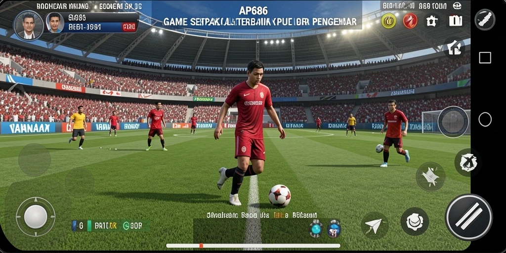Tampilan gameplay seru dari AP686 dengan aksi pemain sepak bola.