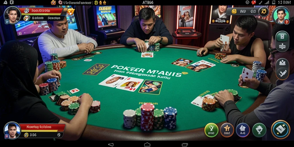 Screenshot AT866 menampilkan aksi seru dalam permainan Poker.