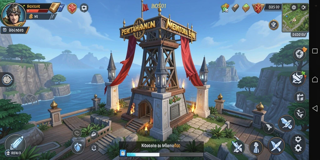 Tampilan gameplay menegangkan saat mempertahankan menara dari serangan musuh.