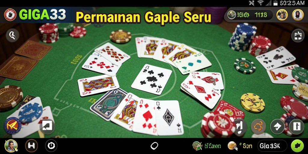 Screenshot GIGA33 menampilkan gameplay Gaple yang seru dan interaktif.