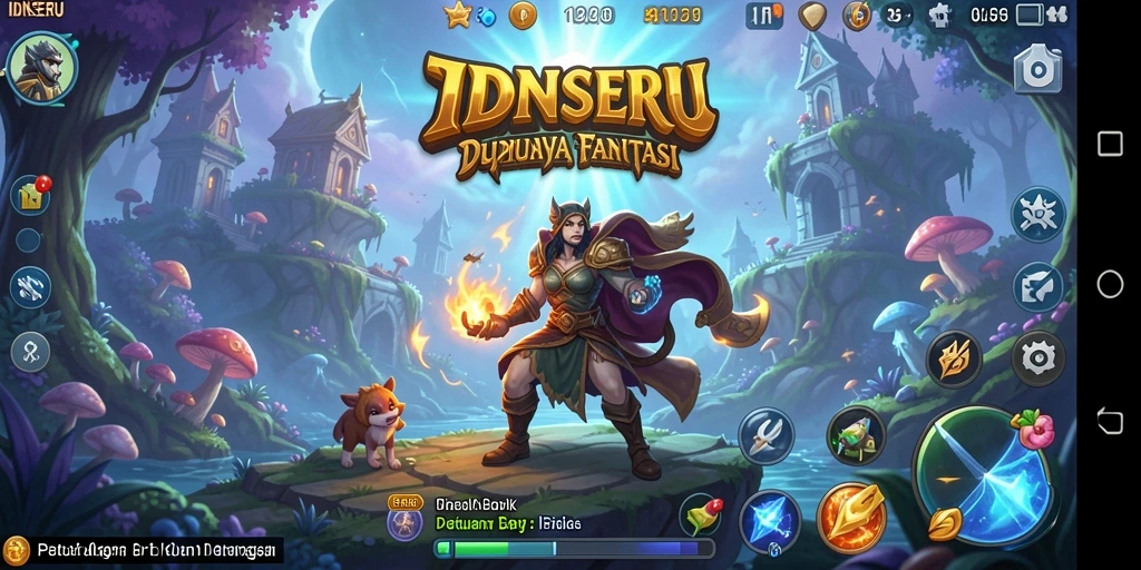 Screenshot gameplay IDNSERU menampilkan pertarungan seru dalam dunia fantasi.