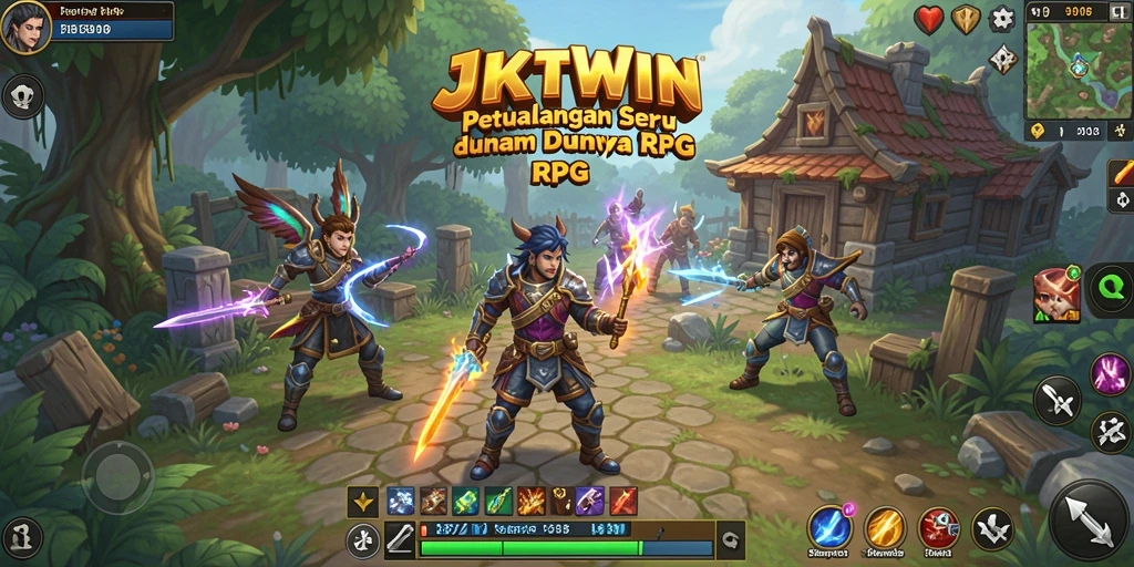 Tampilan gameplay JKTWIN dalam perang epik di dunia RPG.