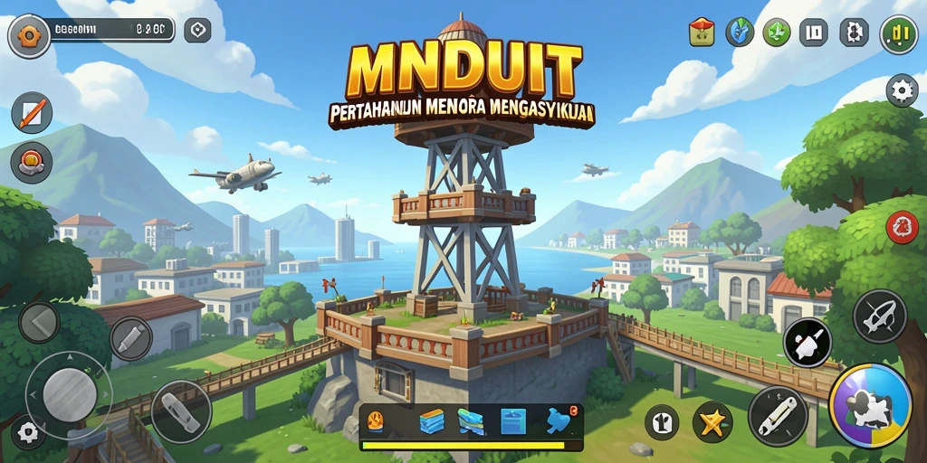 Gameplay seru MNDUIT menampilkan strategi pertahanan menara yang intens.