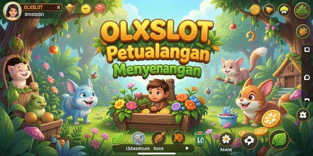 Tampilan seru dari gameplay OLXSLOT dengan kebun yang penuh warna.