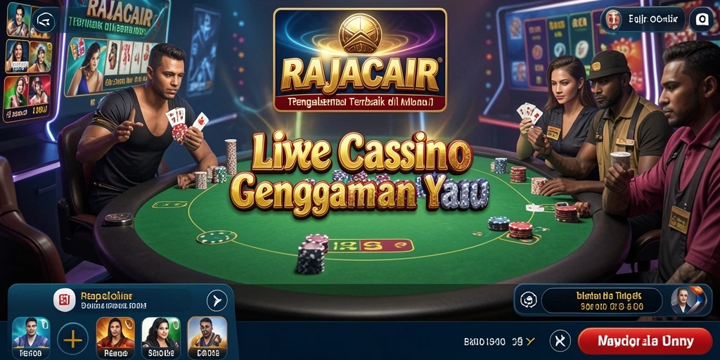 Screenshot RAJACAIR menampilkan dealer langsung dalam permainan kasino.