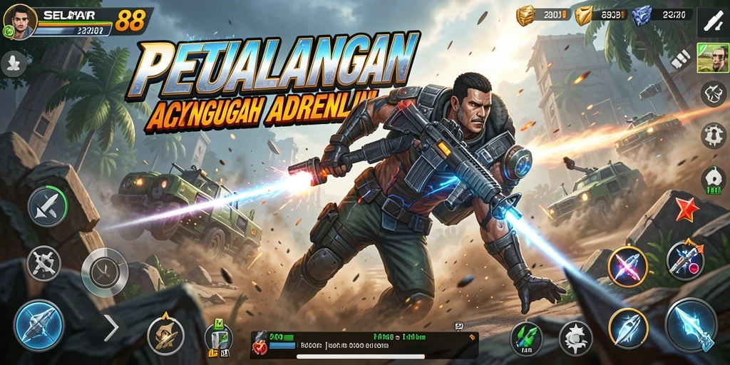Tampilan gameplay aksi mendebarkan dalam SELAYAR88 yang penuh warna.