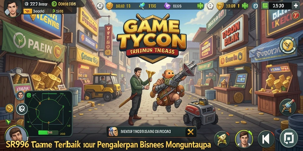 Tampilan gameplay SR996 yang menampilkan pengelolaan bisnis Tycoon.
