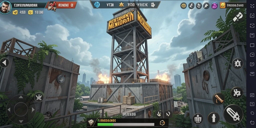 Tampilan gameplay menara pertahanan yang menegangkan di VT38.